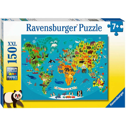 Ravensburger Kids Puzzle Animal World Map Puzzle 150pc