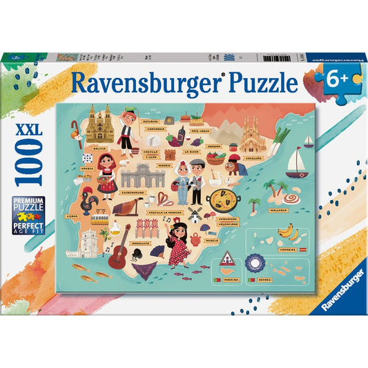 Ravensburger Kids Puzzle Map Of Spain And Portugal 100pc