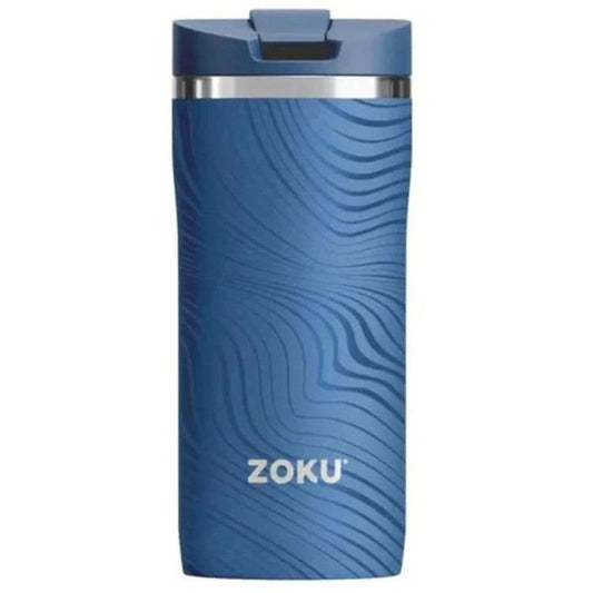 Zoku Stainless Travel Mug 355ml Blue Wavy